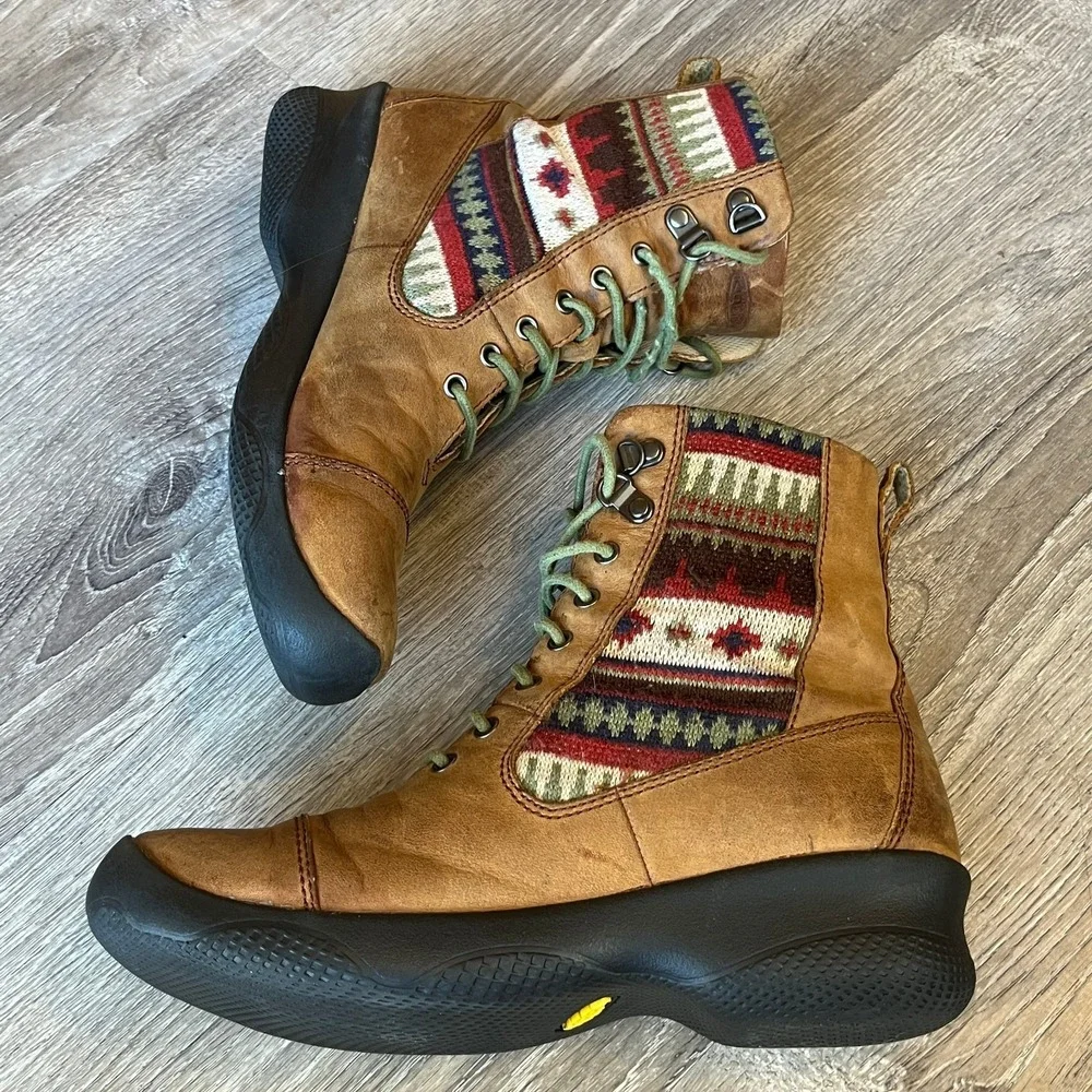 Keen Bern Baby Bern Leather Ankle Boots Brown Southwestern Womens 8.5 UK 6 EU 39